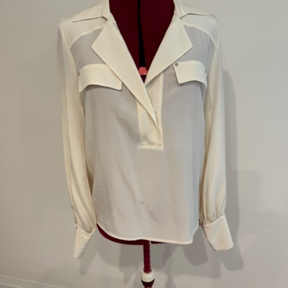 Women's Ivory Silk Intermix Blouse Sz. S - Picture 1 of 10